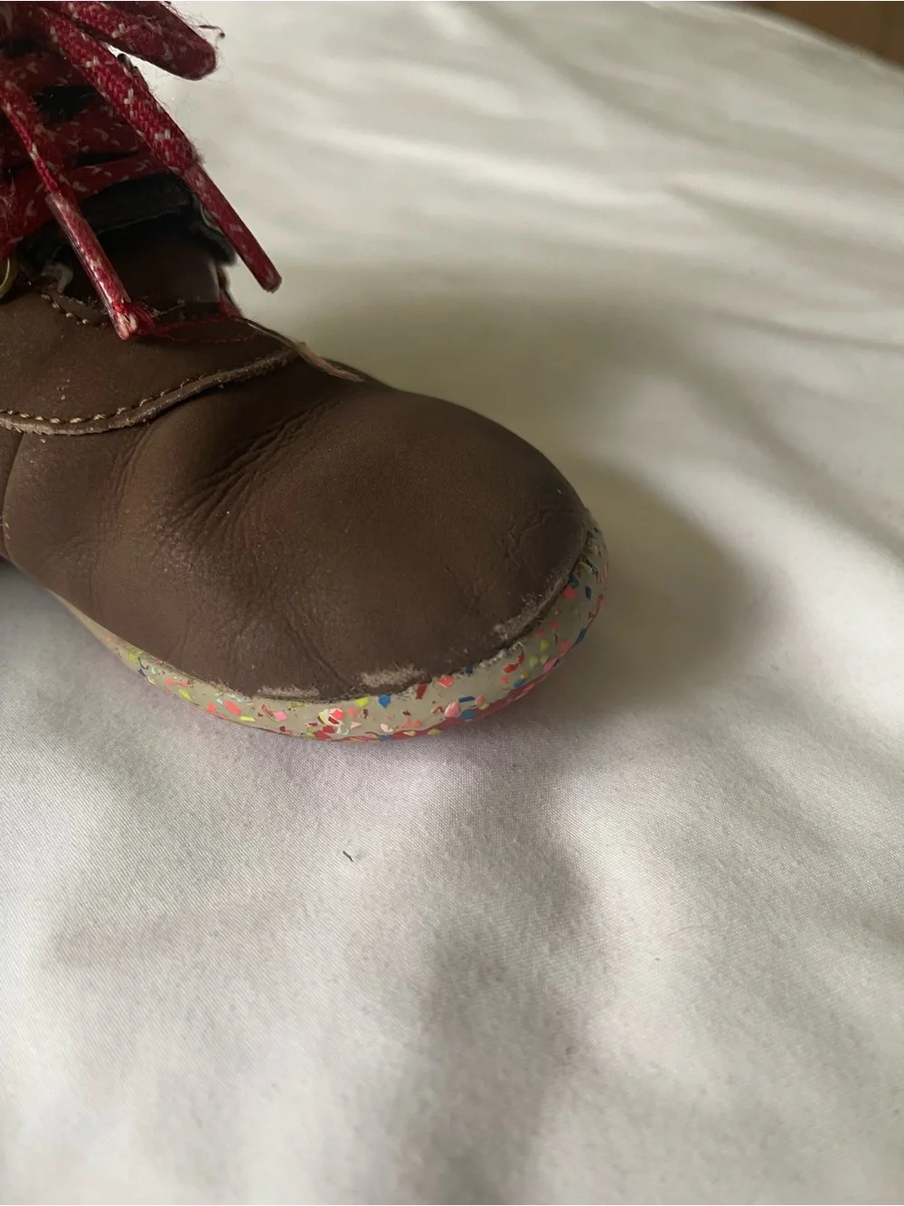 Merrell Brown Leather Kids Boots with Red Laces